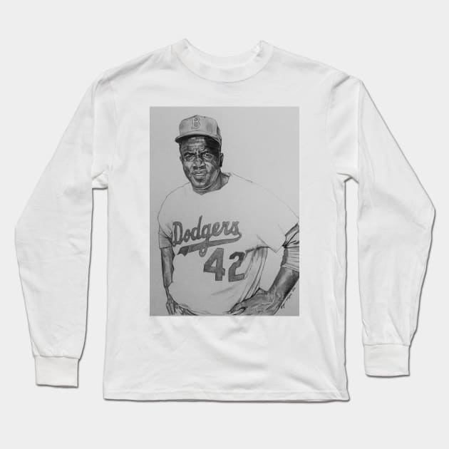 Jackie Robinson Long Sleeve T-Shirt by BryanWhipple